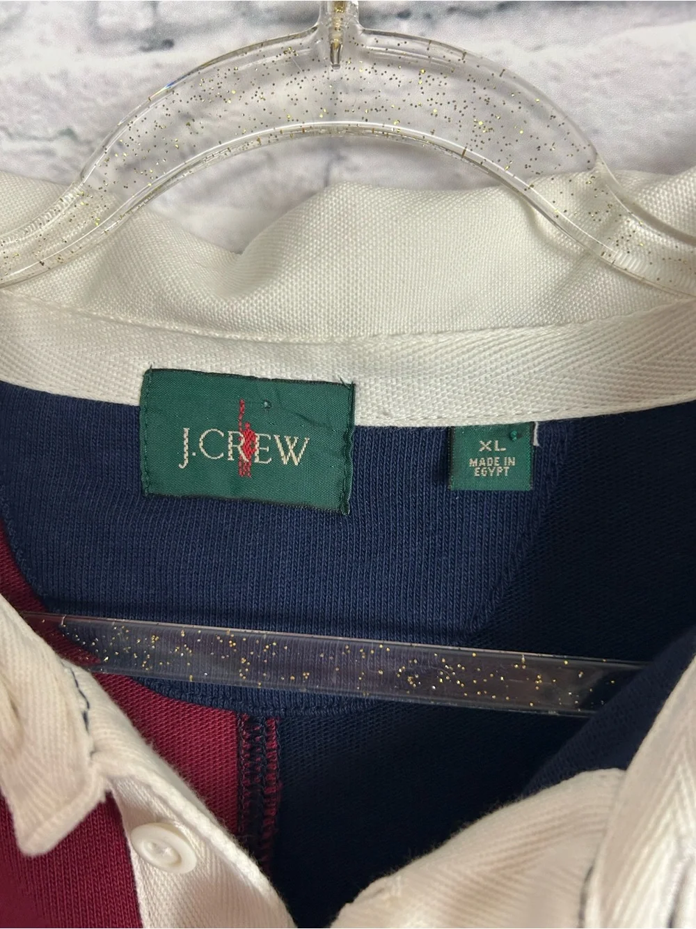 J.Crew Rugby Shirt XL Colorblock Long Sleeve Polo Red Blue Gray Cotton